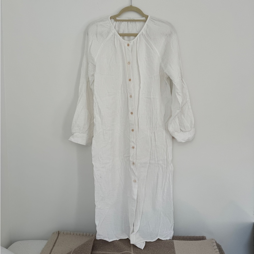 White Aritzia Button Down Dress